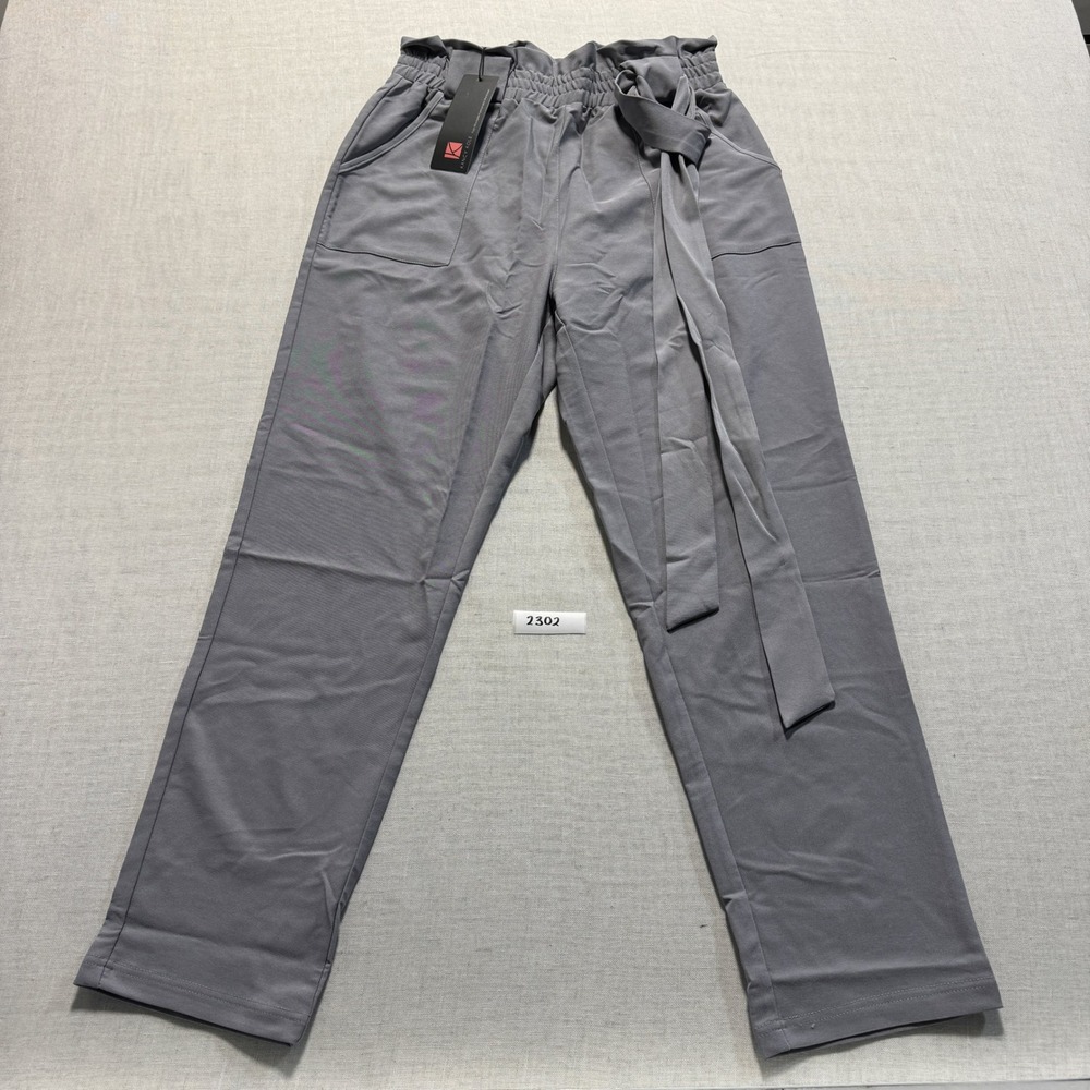 Kancy Kole Paperbag Waist Pants‎ Women Sz M Gray New With Tags